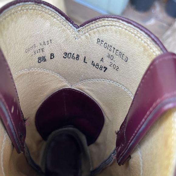 Vintage Diamond J Burgundy Leather Upper  Western/ Cowboy Boots Size: 8.5 B - Picture 7 of 10